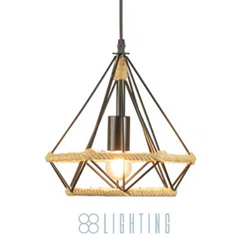 Đèn thả kim cương quấn thừng trang trí quán cafe tuyệt đẹp giá siêu rẻ